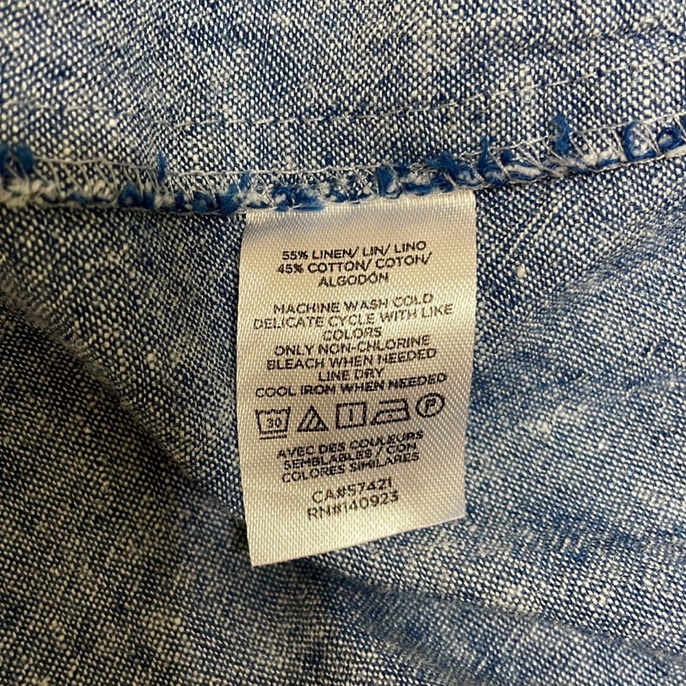 LOFT Blue Chambray Skirt Linen Cotton Blend Petite Small - Picture 10 of 10